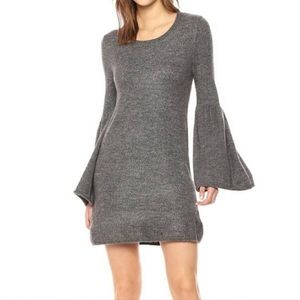 Kensie Sweater Dress Gray Large Bell Sleeve Mini